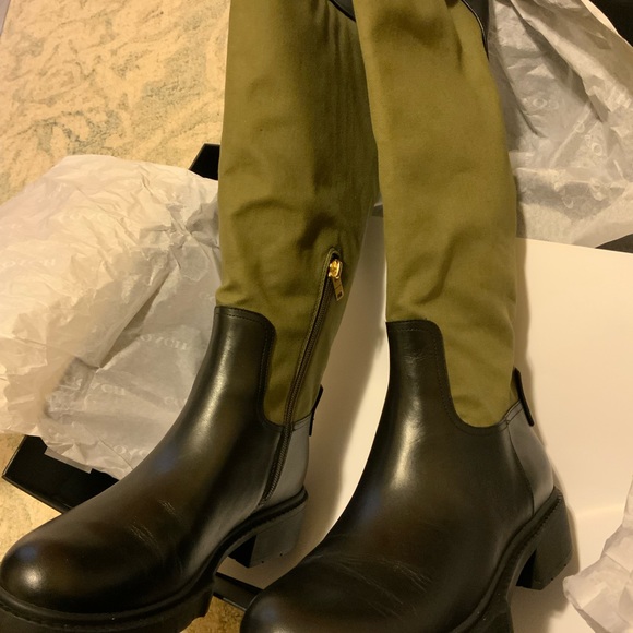 COACH ARMY GREEN LEIGH TWILL BOOTS  SIZE 7.5 B - Picture 6 of 11